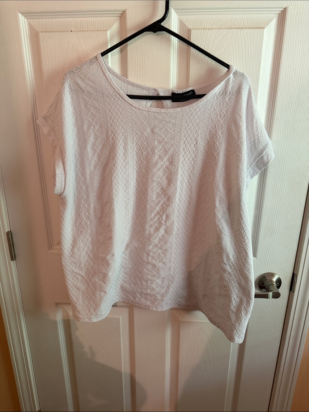 Lane Bryant White Textured Short Sleeve Top